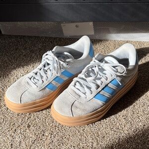 Adidas Gray Sneakers with Blue Accents